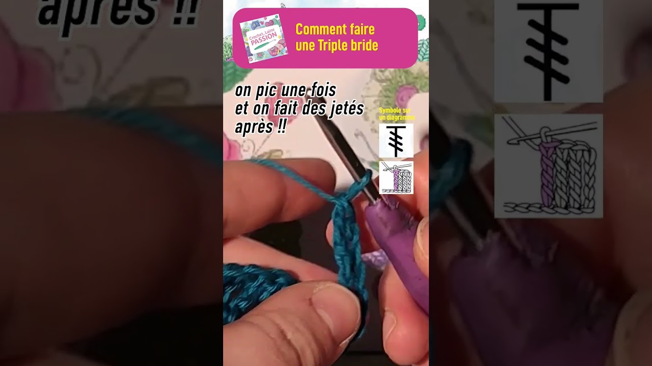 Comment faire une triple bride au crochet#apprendrelecrochet #crochetfacile #triplebride #crochet