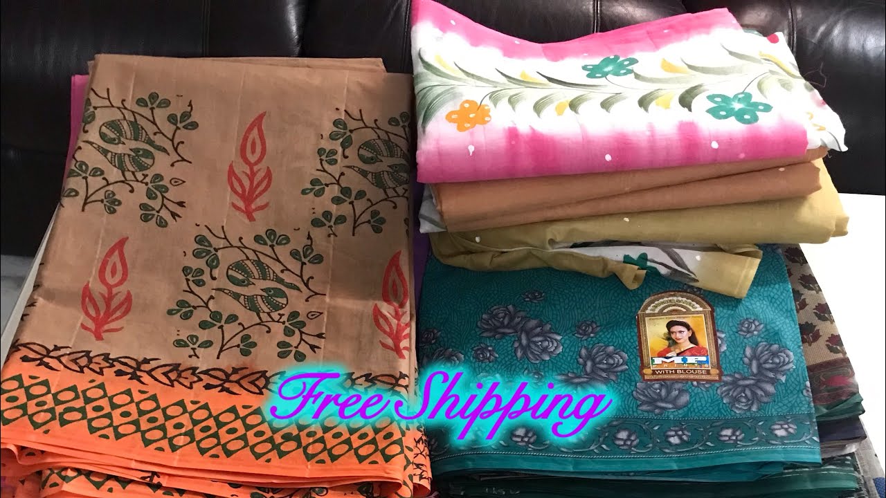 #🆓🚚 FREE SHIPPING🚚💯 COUNT BLOCK PRINT COTTON SAREES & DAILY WEAR MP BRAND COTTON SAREES~22-2-2026~