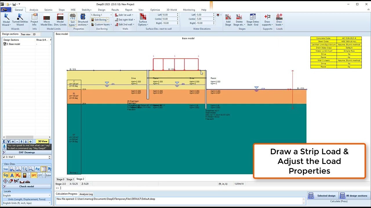 Design and optimize a deadman wall system with DeepEX