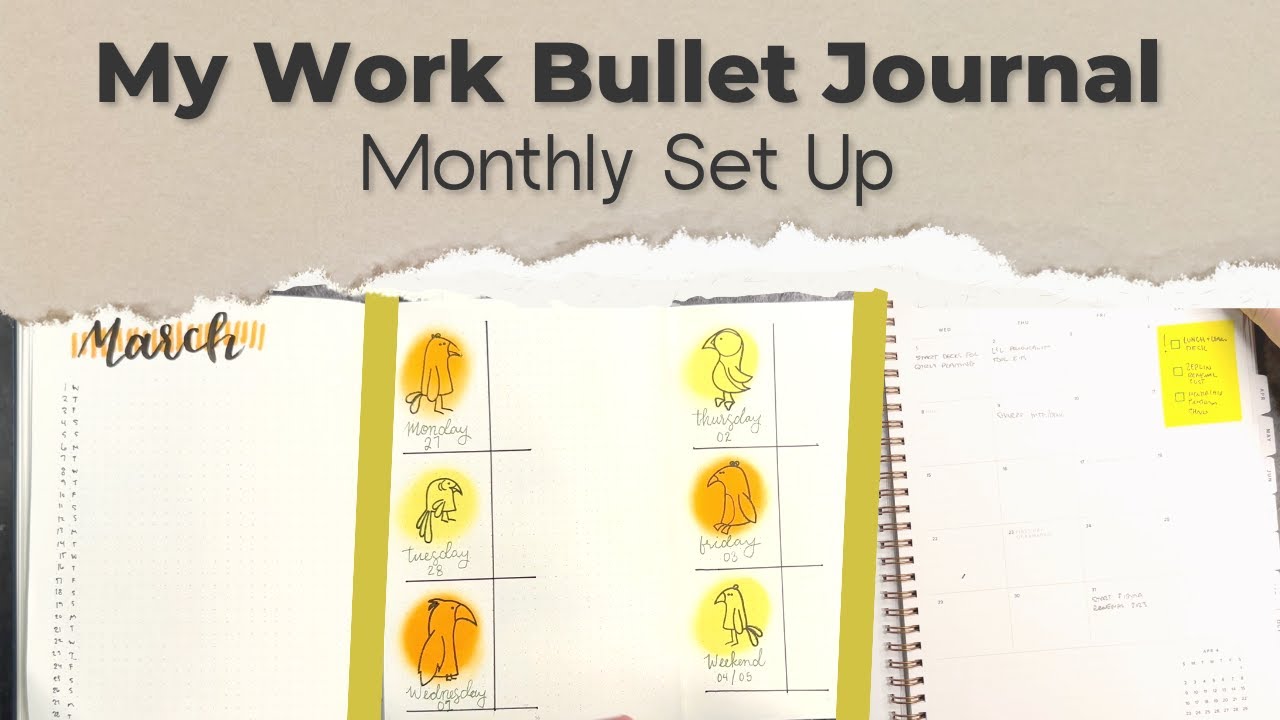 Monthly Work Bullet Journal Set Up | March