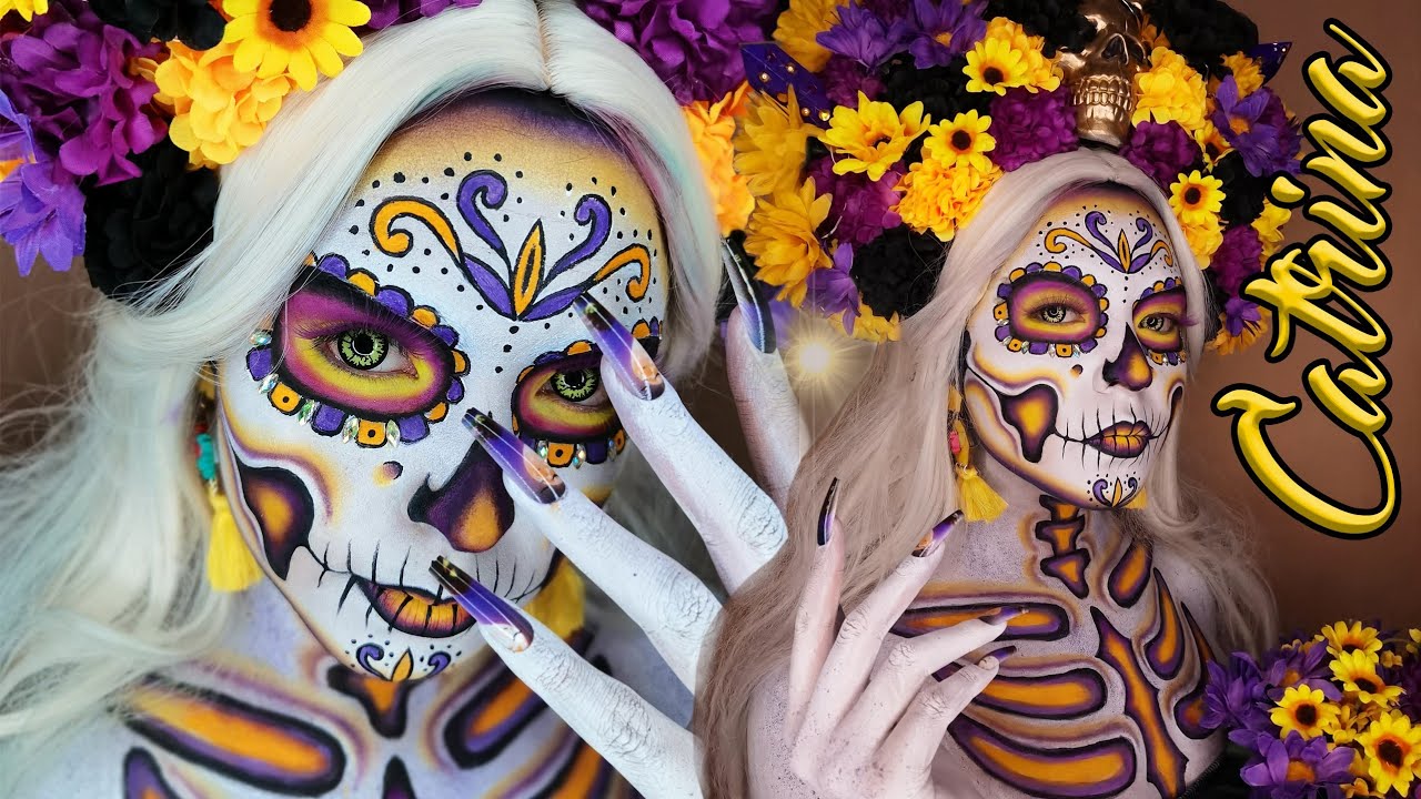 TUTORIAL CATRINA DÍA DE MUERTOS | TONOS AMARILLOS Y MORADOS | IXCHEL AGUILAR 💜💛