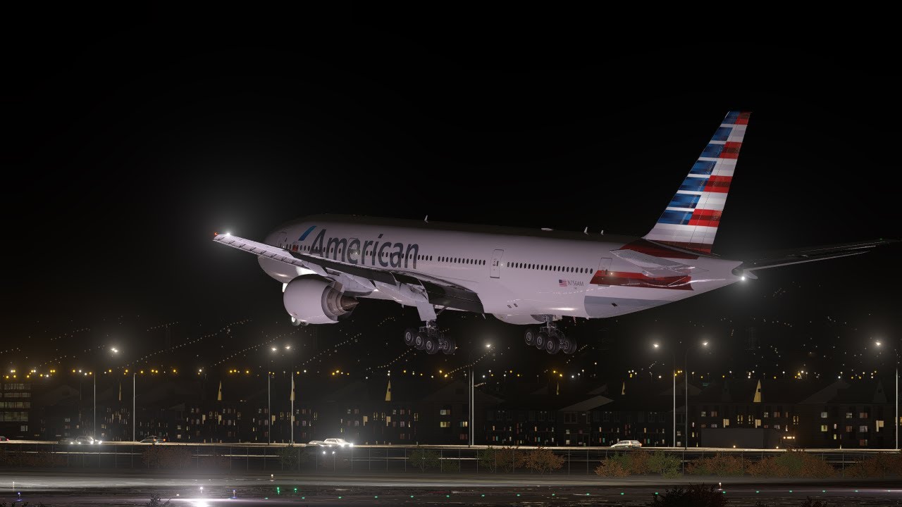 🌙💨 American Airlines Boeing 777 Terrifying Night Landing in Strong Winds | El Paso Intl (KELP)  XP12