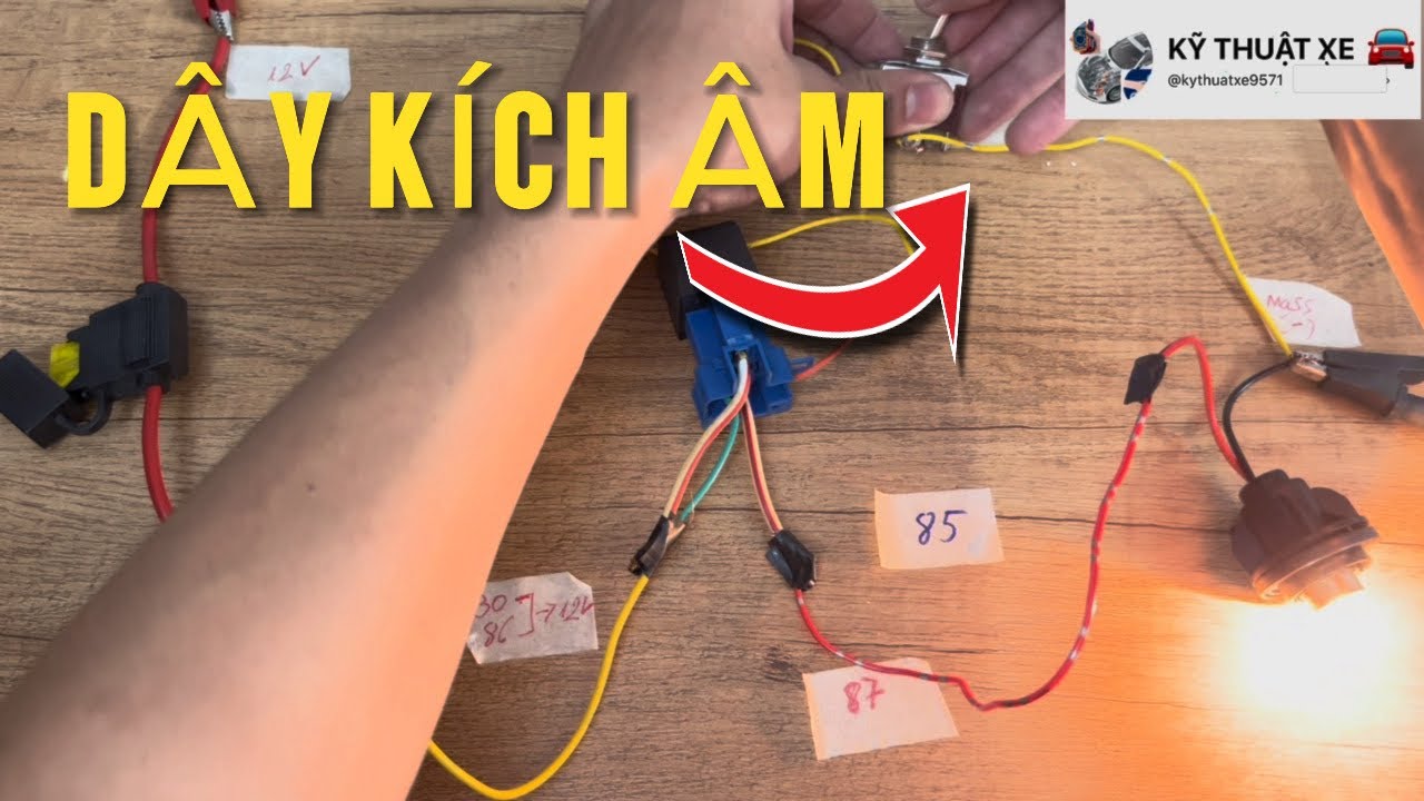 Lắp mạch điện Sử dụng rơ le 4 chân với dây điều khiển phía âm |Relay with negative trigger wire