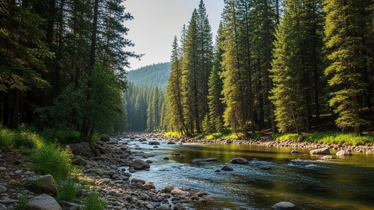 Peaceful River and Forest Ambience 🌊🌲 Flowing Water and Trees for Deep Sleep #2360