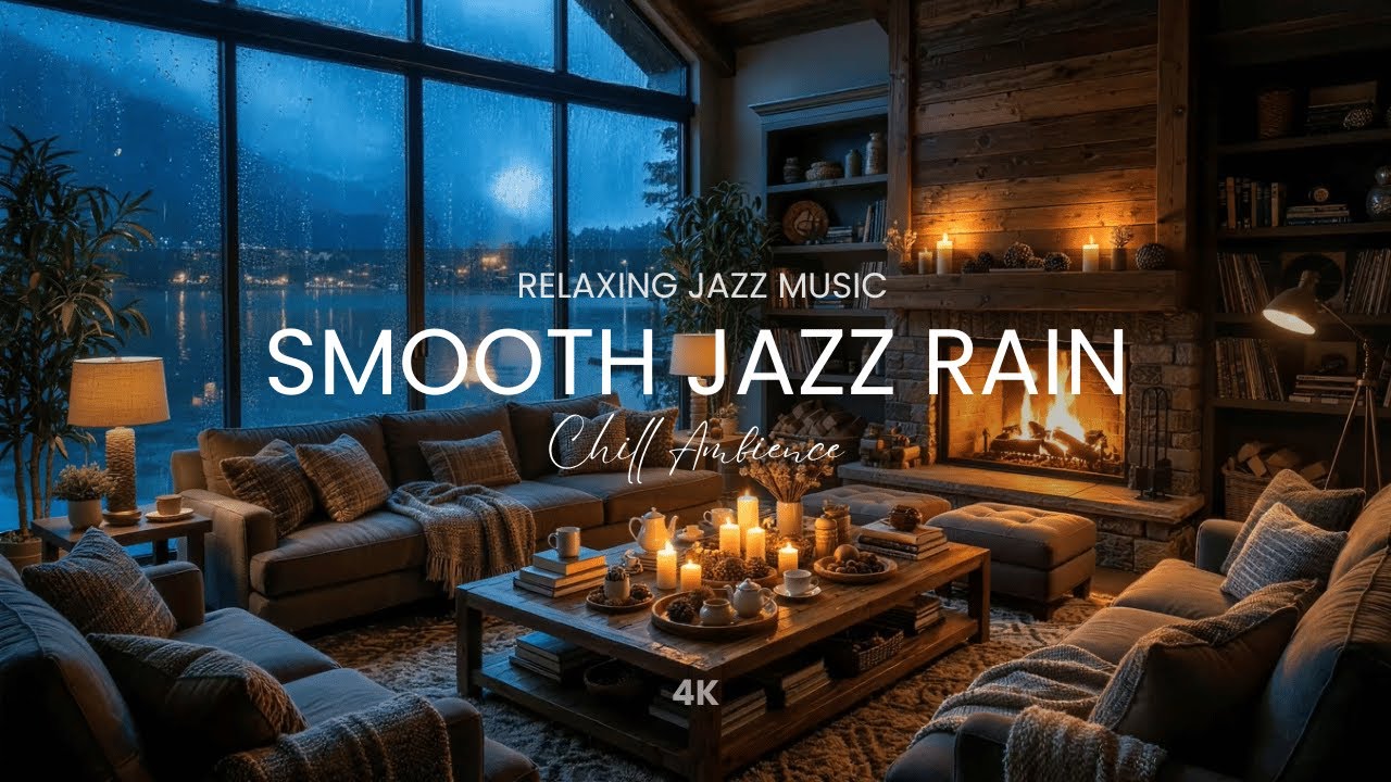 soothing jazz with rain sounds in the room | music for relaxing, studying, and working