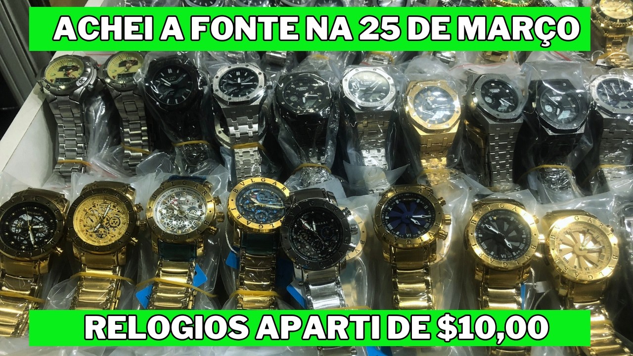 Achei Relógios ROLEX, INVICTA e G-SHOCK a partir de R$10 na 25 de Março! REVENDA COM LUCRO
