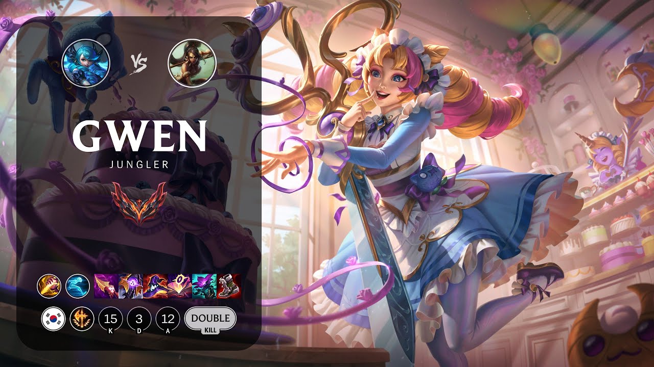 Gwen Jungle vs Nidalee - KR Grandmaster Patch 14.8