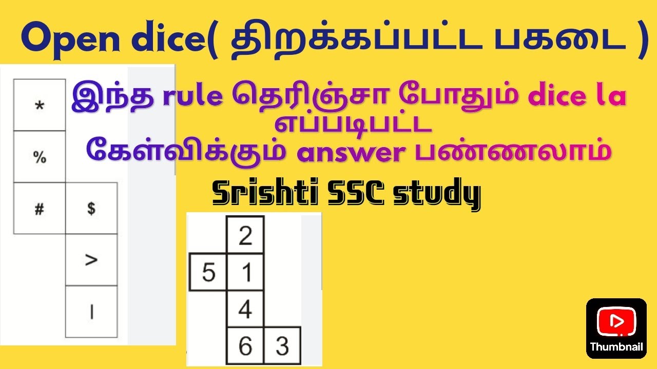 Open Dice திறக்கப்பட்ட பகடை shortcut video(reasoning) SSC, RAILWAYS, TNPSC