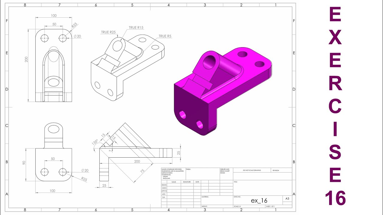 ⚡SOLIDWORKS || Beginners Tutorial || Exercise - 16 || with narration.