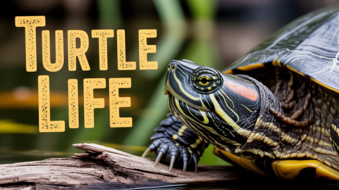 Wild Turtles & River Snake in Water - Relaxing Closeups with Nature Sounds