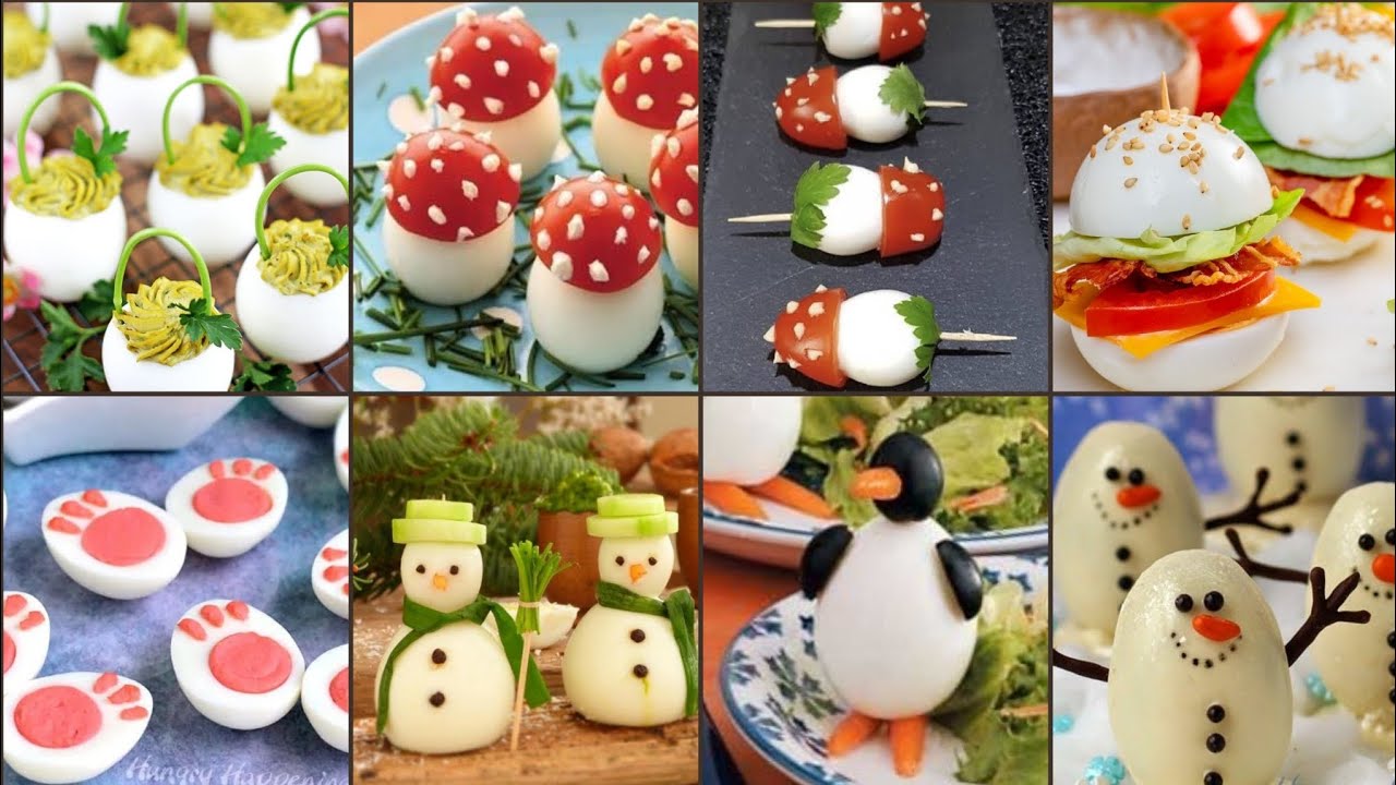 Boil egg art | Cute ideas for Hard boiled eggs as Salad decorations #boileggs #eggs #salad #ideas