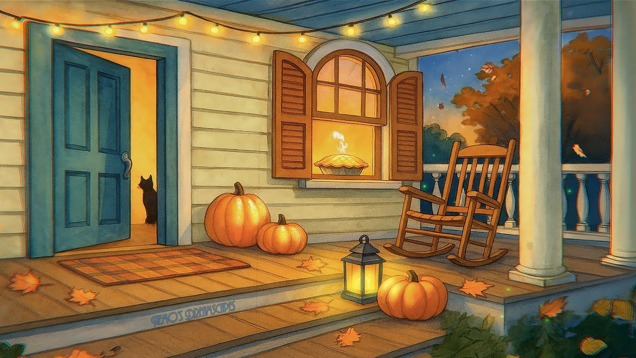 1947, sitting on a porch on an Autumn evening 🍁 fall oldies playing in another room 🍂 11 Hours ASMR