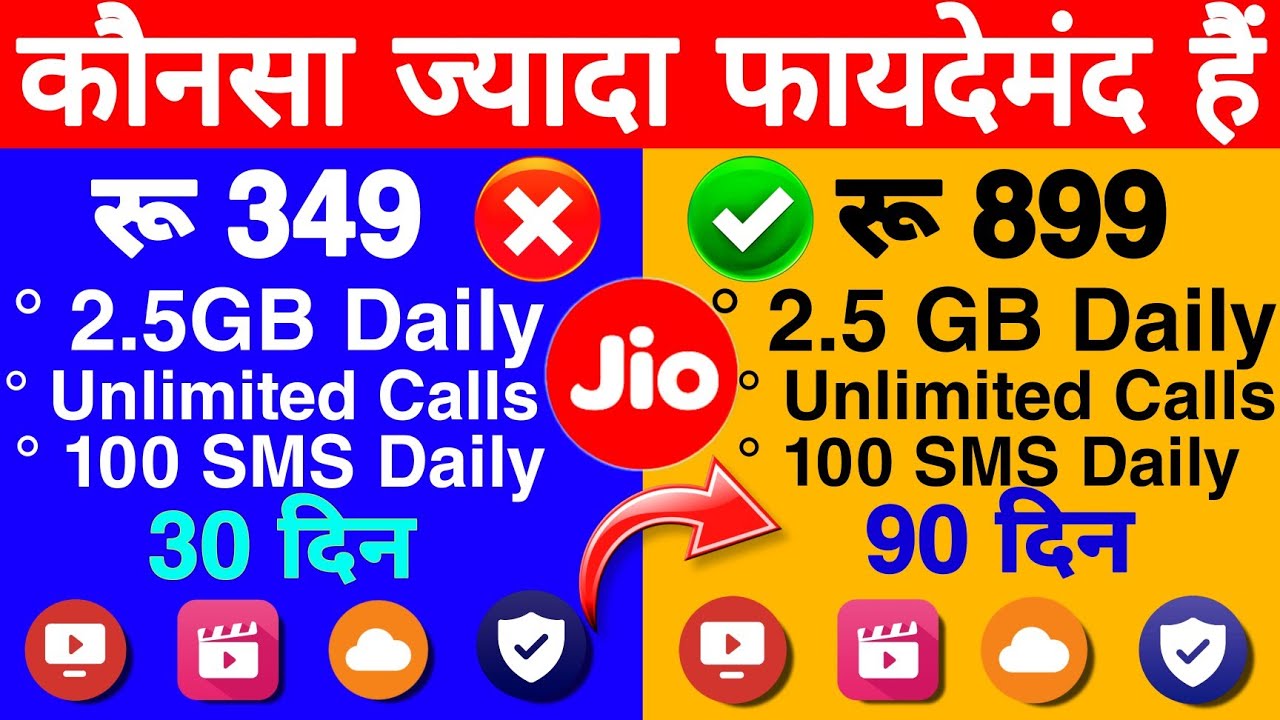 Jio रु349 vs रु899 Plans Comparison। कौनसा ज्यादा फायदेमंद हैं। Detail Comparison