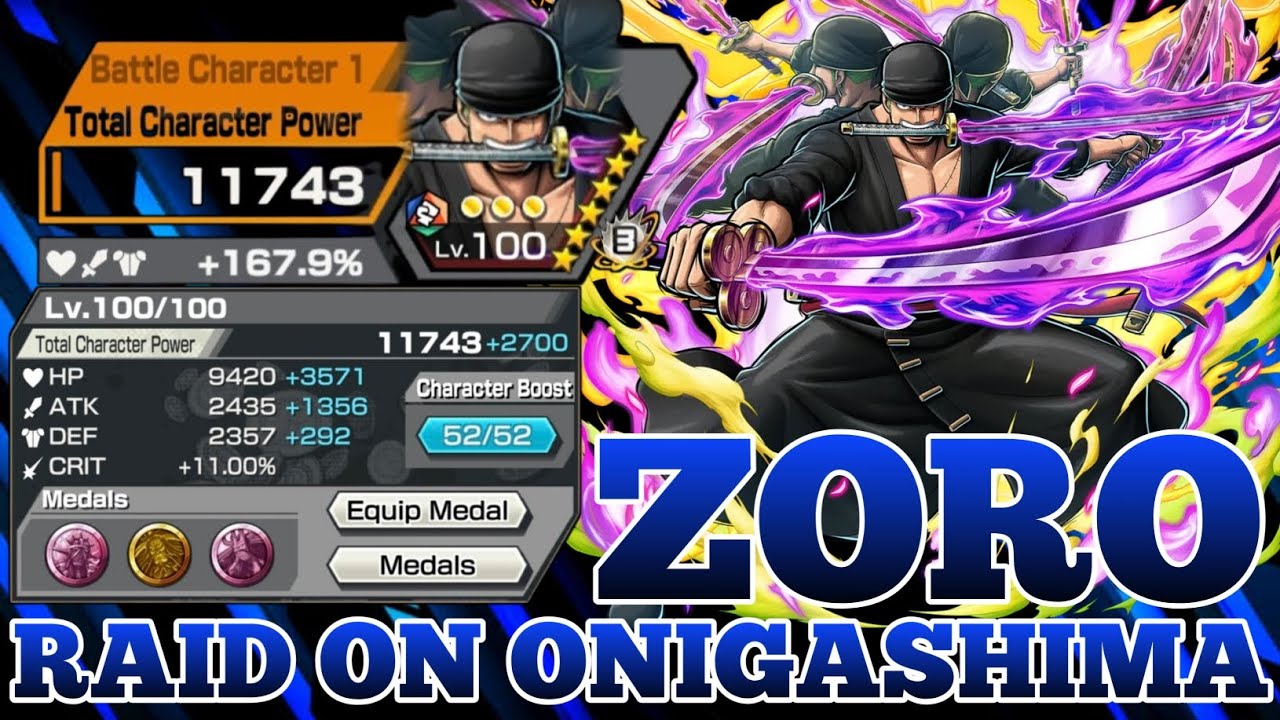 ZORO RAID ON ONIGASHIMA GAMEPLAY | ONE PIECE BOUNTY RUSH | OPBR