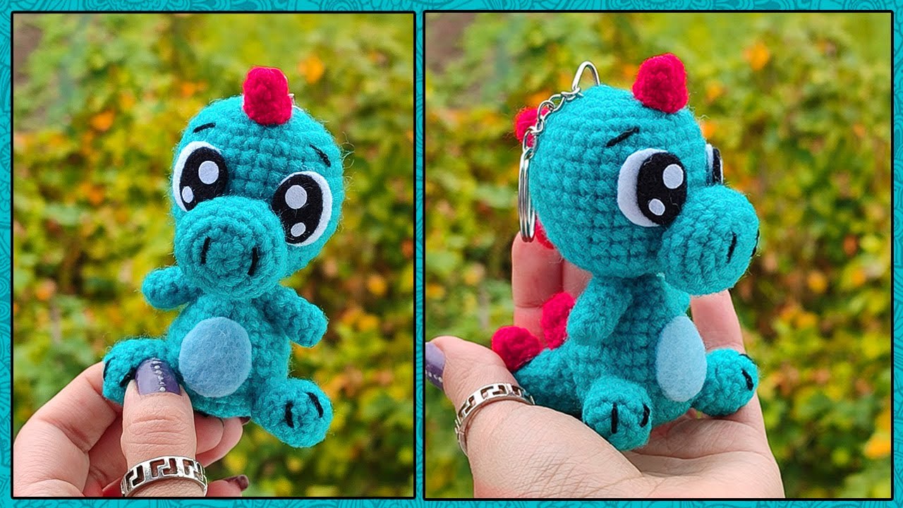 Tutorial Amigurumi Dinosaurio Llavero Tejido Paso a Paso💜✨