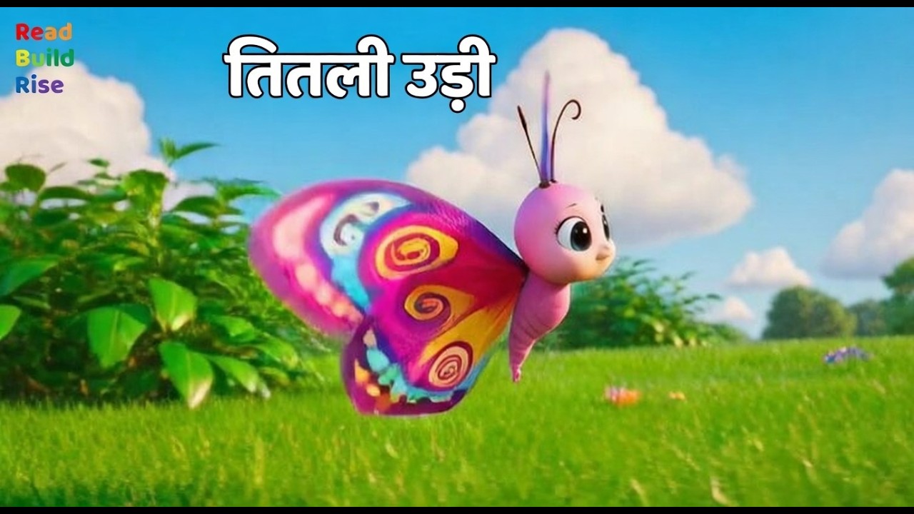 Titli Udi 🦋 | Funny Bus & Train Adventure | Hindi Nursery Rhyme for Kids | Read Build Rise