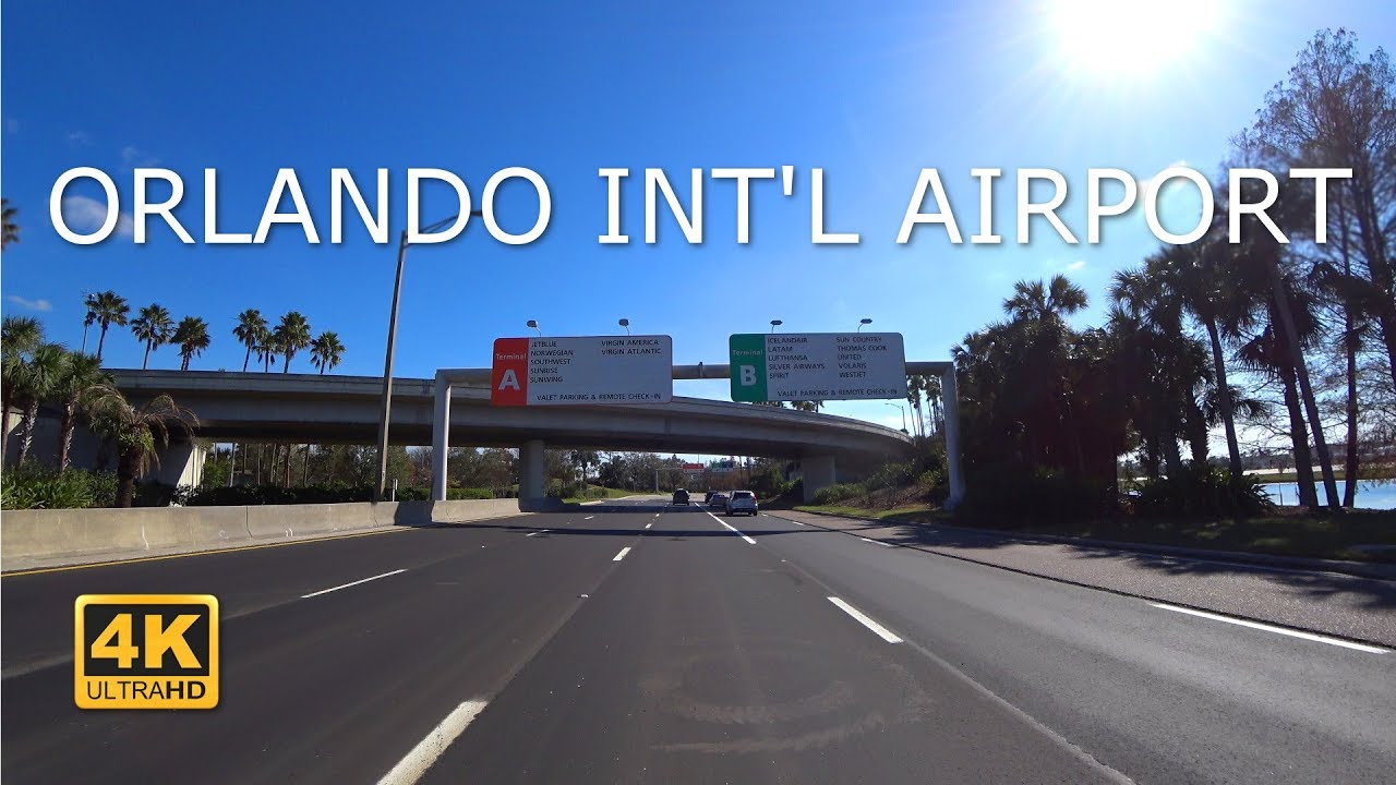 Driving around Orlando International Airport (4k) MCO