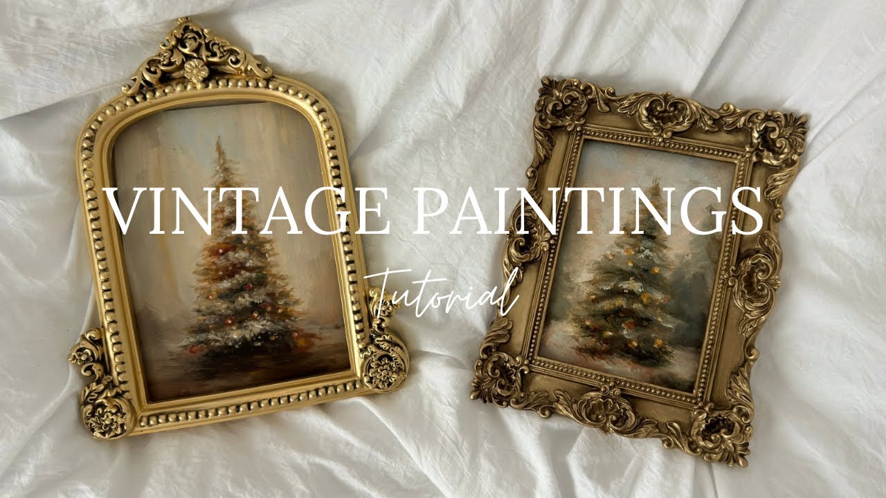 How To Paint Vintage Style Paintings| Christmas Tree Painting Tutorial| Oil Painting