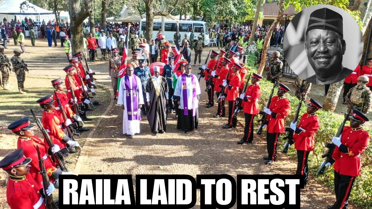 See how Raila Odinga's body was taken to the gravesite for burial at Kang'o Ka Jaramogi