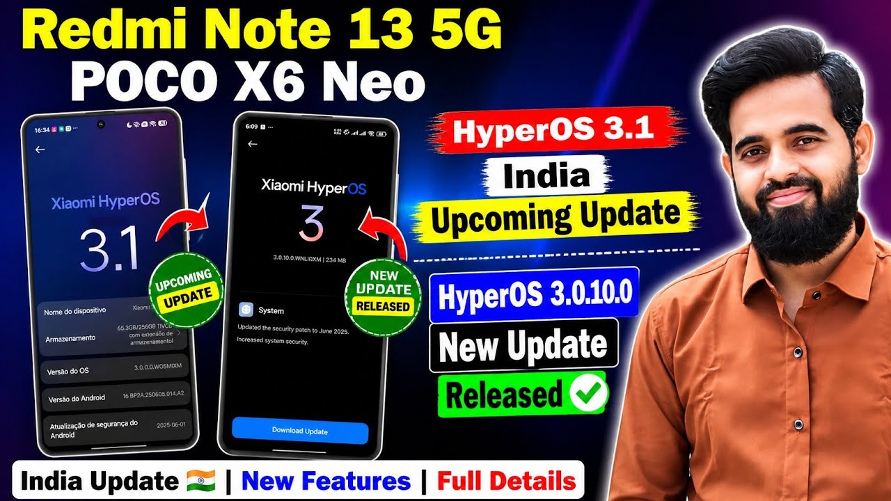 Redmi Note 13 5G POCO X6 Neo HyperOS 3.1 India Upcoming Update | HyperOS 3.0.10.0 Released