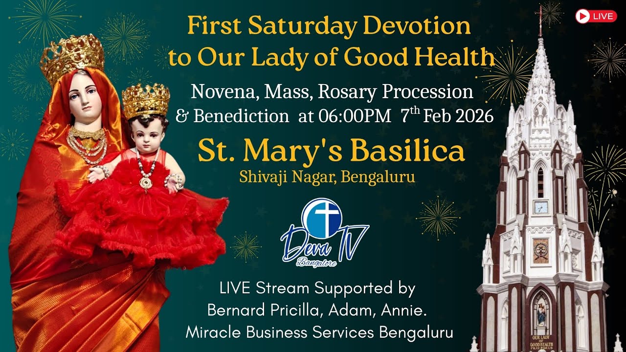 | St. Mary's Basilica, Bengaluru, 07-02-2026 @ 06:00PM, Novena Mass, Rosary Procession & Benediction