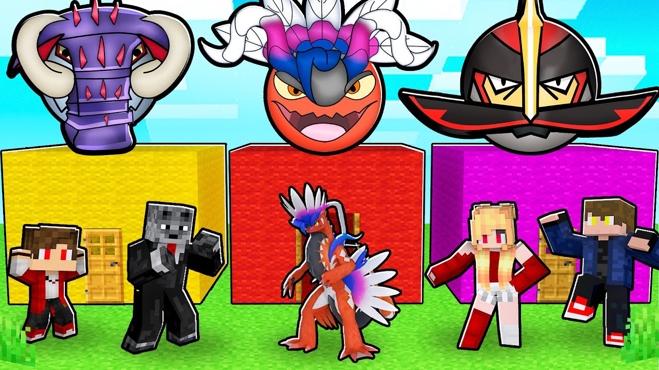 2 V 2 no NÃO ESCOLHA a PORTA ERRADA em DUPLA POKEMON com NOVAS LUCKY PIXELMON no MINECRAFT