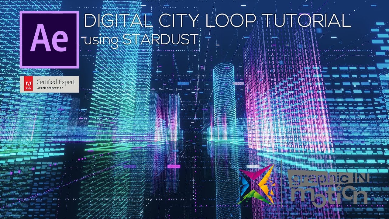 Stardust Digital City Loop — обучающее видео по After Effects