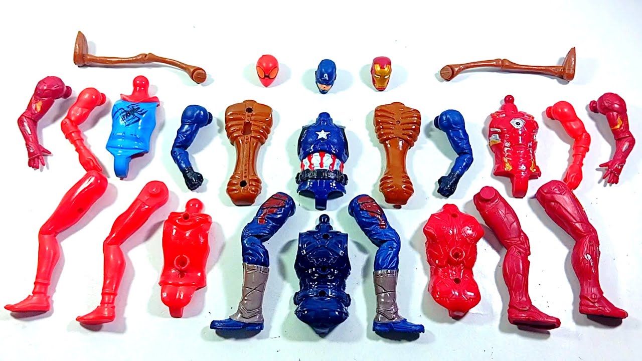 ASSEMBLE AVENGERS TOYS.. CAPTAIN AMERICA vs SIREN HEAD vs SPIDER HODHI vs IRONMAN.. 