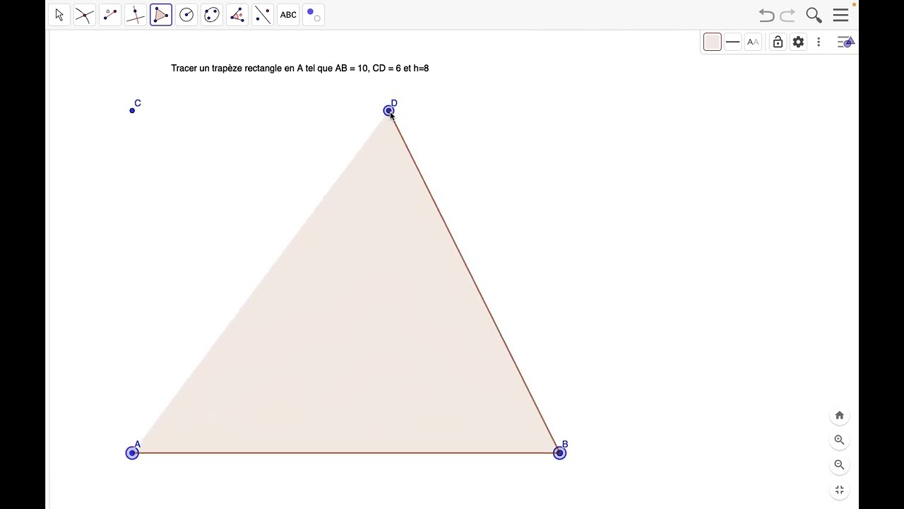 Tuto construire un trapèze rectangle - Geogebra