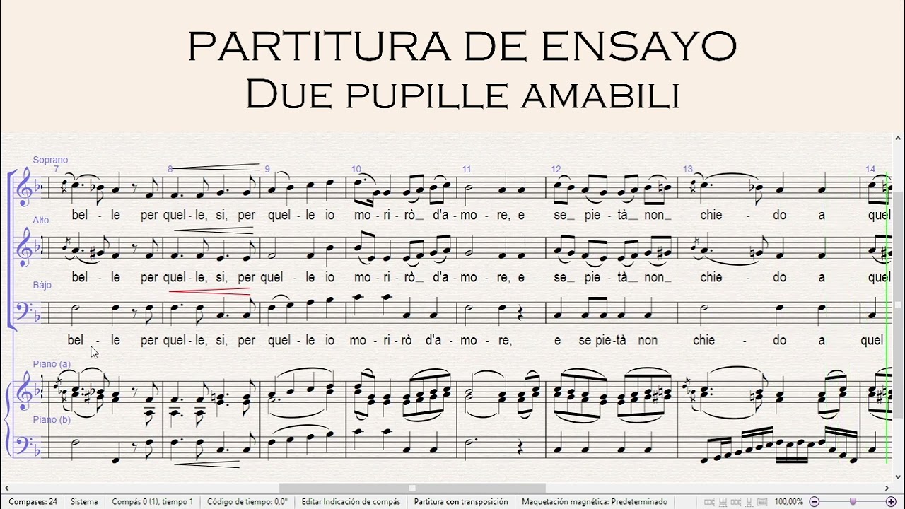 Nocturnos Mozart - 3 Due pupille amabili - partitura de ensayo soprano