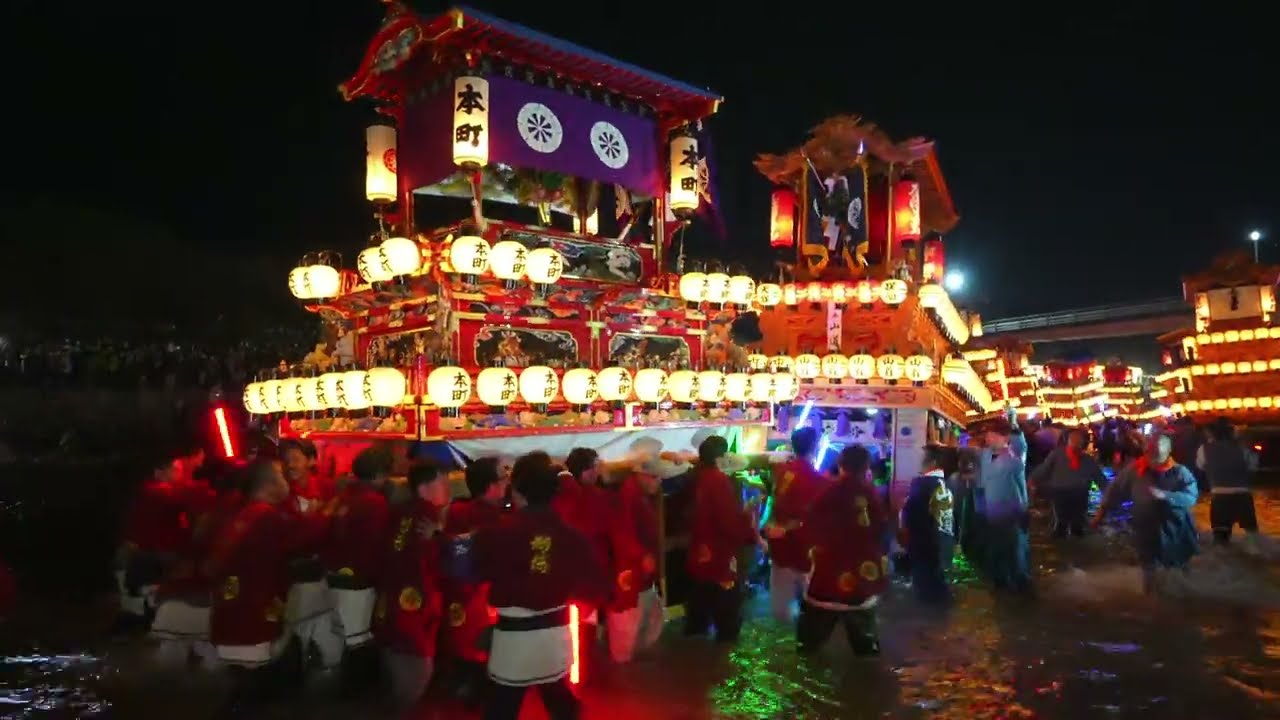 西条祭り 2023 本町　お供　川入り　対岸へ渡る