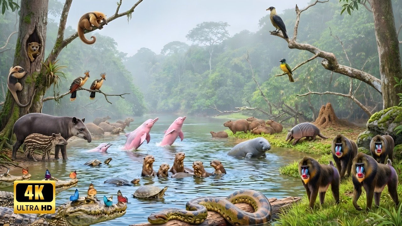 Caminata Relajante Amazonas 4K: El Vivero Secreto del Okapi, Nutrias y Guacamayas