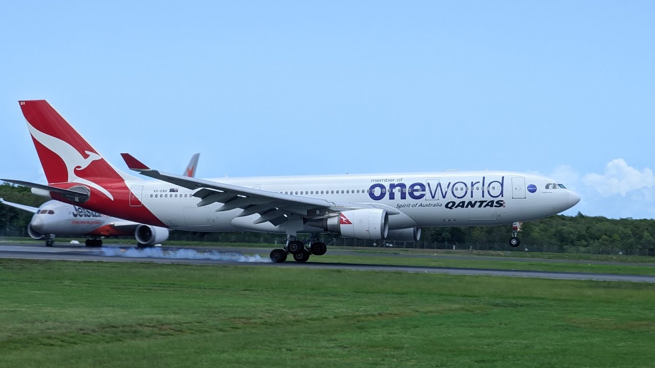 Two A330 (back to back) landing at Cairns airport (YBCS)