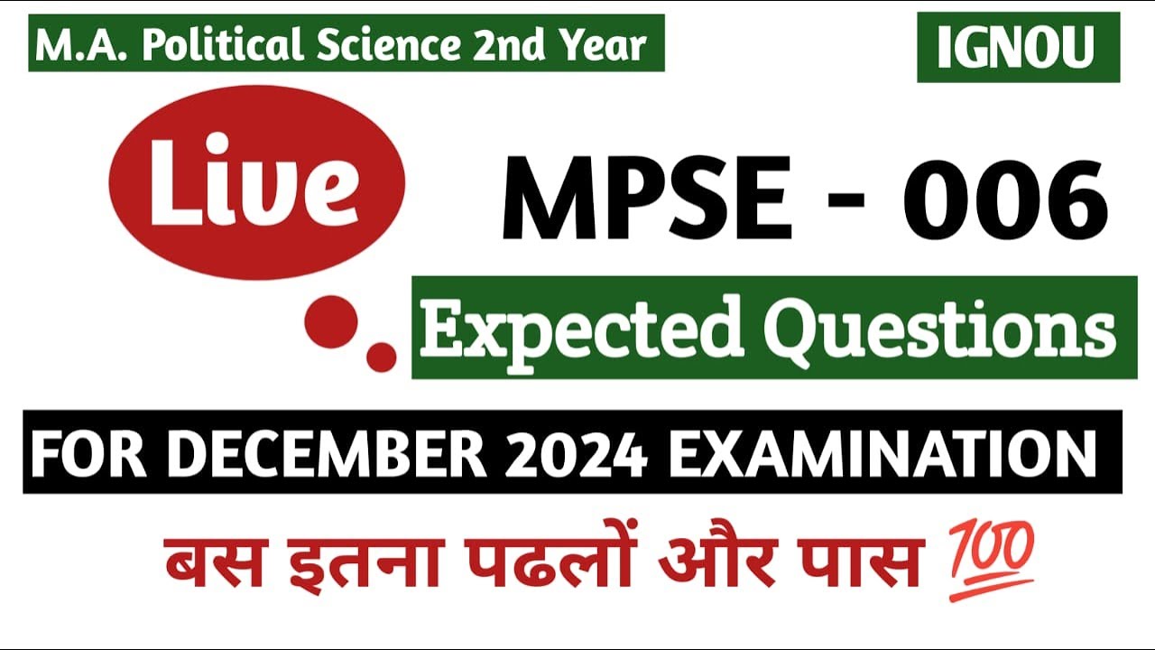 MPSE 006 Important Questions One Shot Revision | IGNOU Mpse 006 December 2024 Important Questions