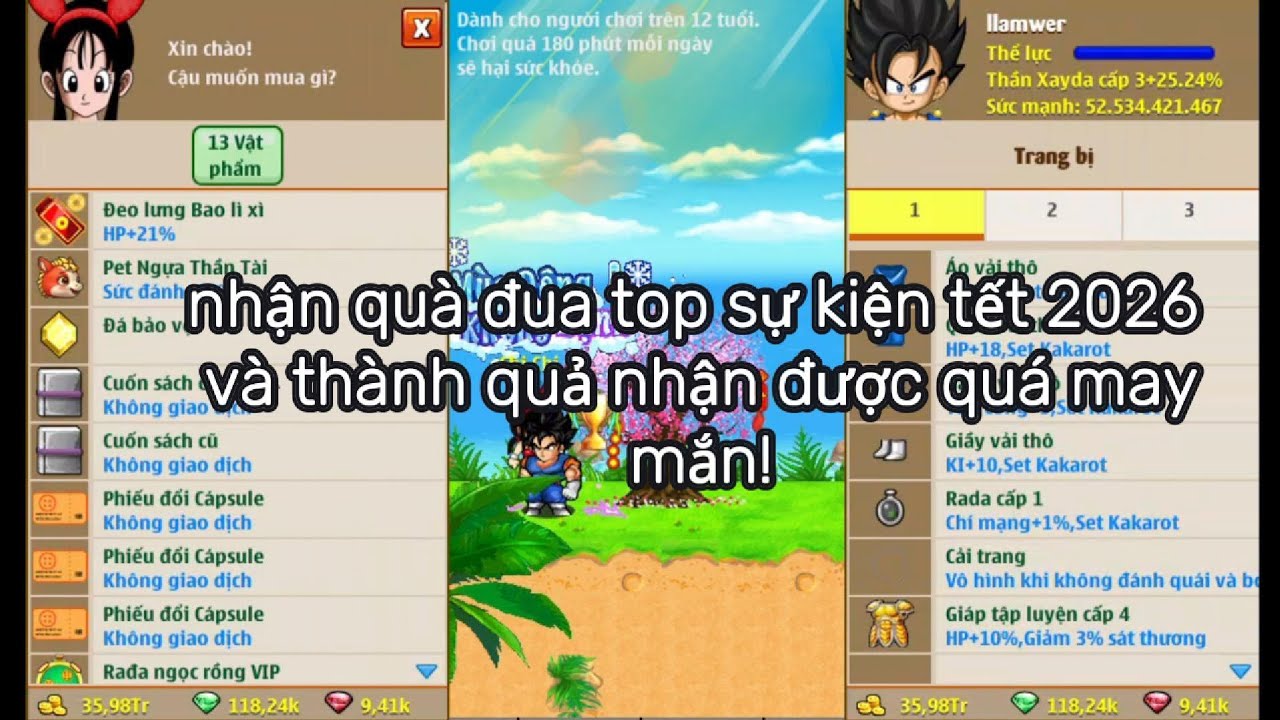 Ngọc Rồng Online - trong top 50 sự kiên đua top tết 2026 nhận được gì và mở capsule kích hoạt#nro