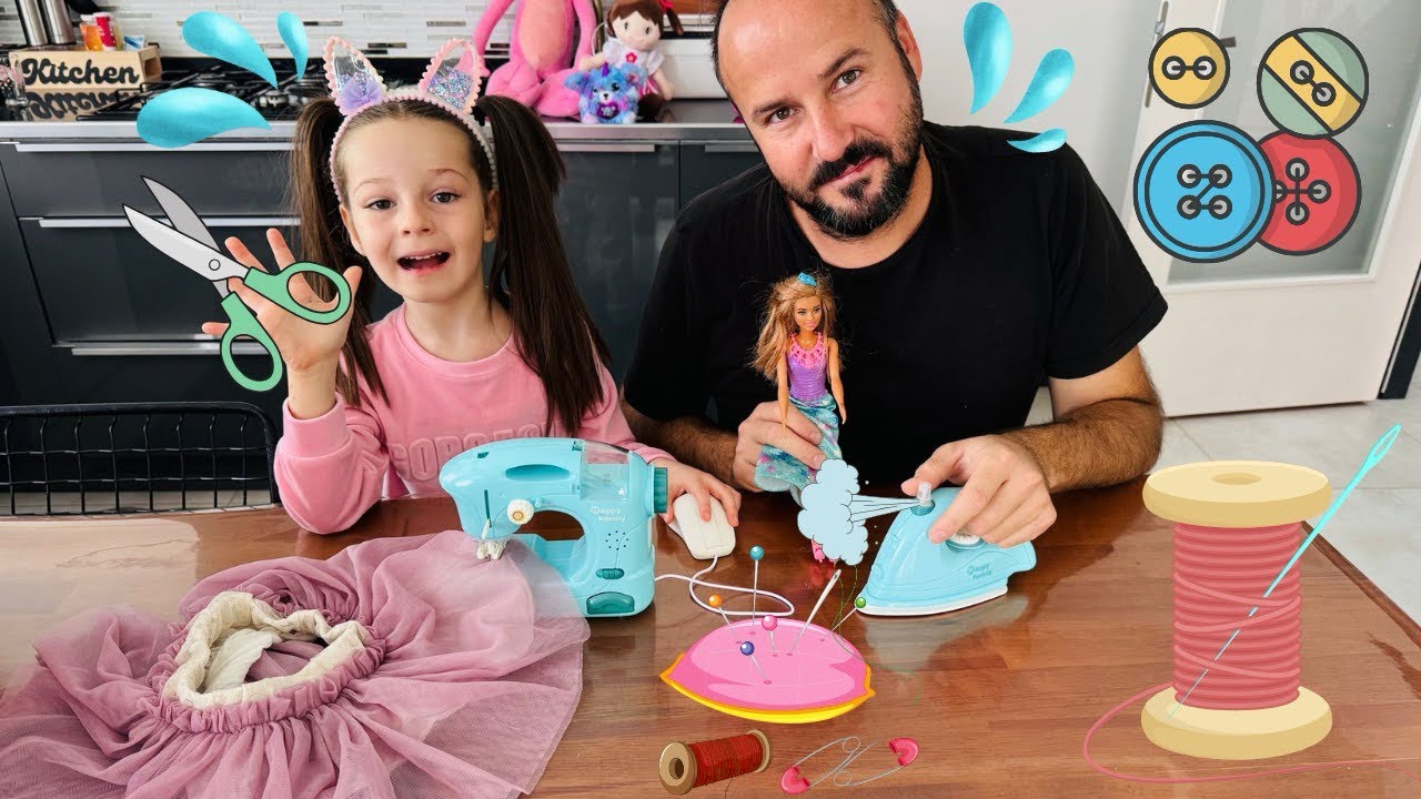 Kız Oyunları!ADA İLE OYUNCAK KUTU AÇILIŞI,OYUNCAK DİKİŞ MAKİNESİ VE ÜTÜ ALDIK!Kız Evcilik Videosu