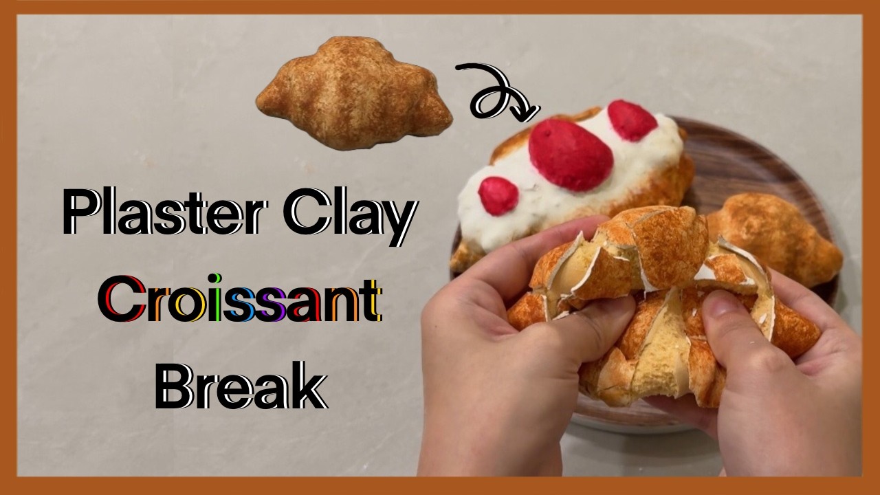 💥 Full Croissant Plaster Clay Crushing ASMR | 크루아상 석고 점토 부수기