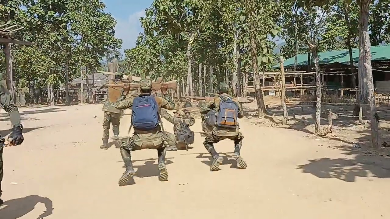 Burmese People's Defense Force hard training, KNDO army camp, Karen State, Burma