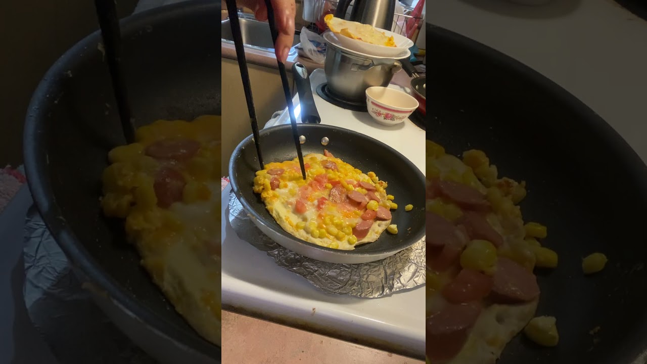 Tortilla cheese 🧀 eggs hotdogs corn 🌽 so yummy