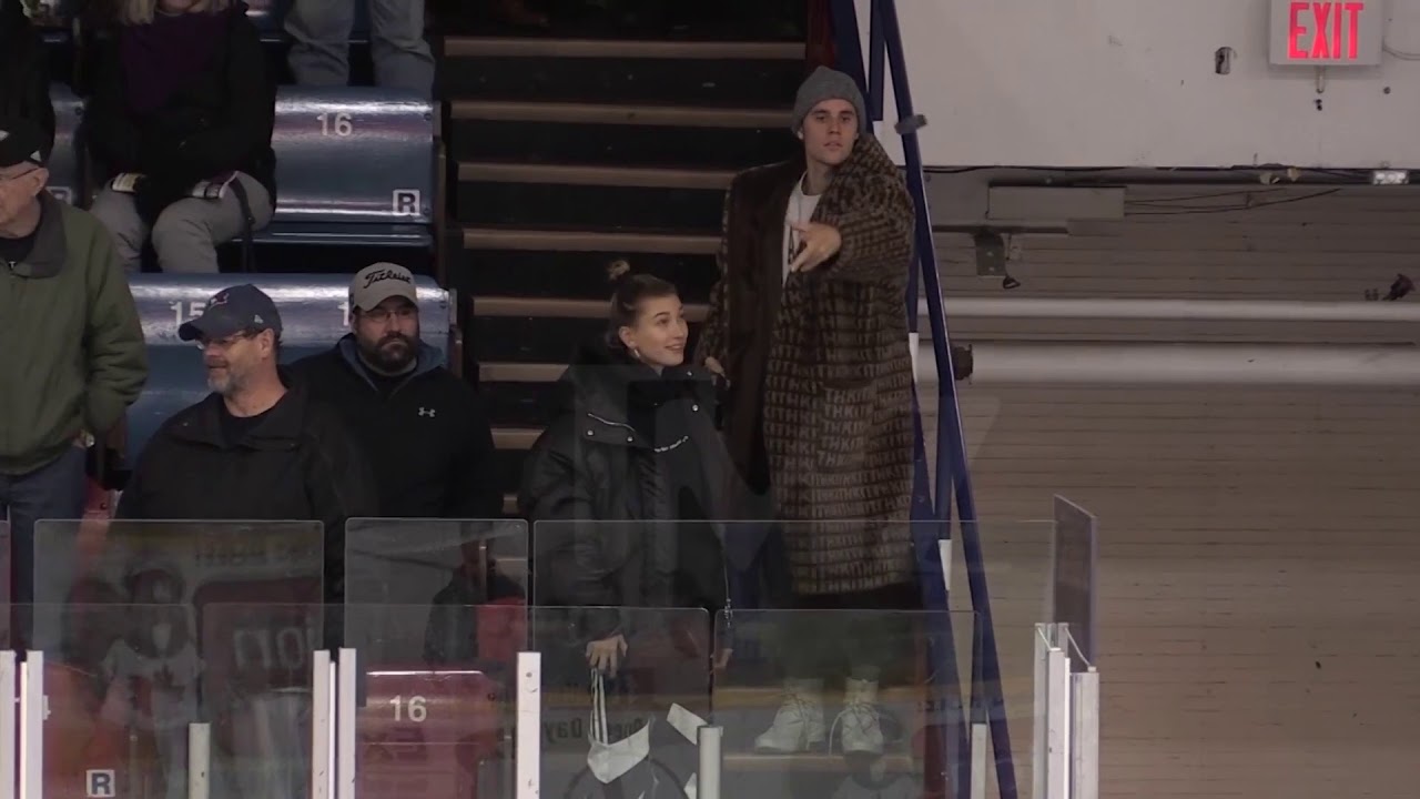 Justin Bieber attends Stratford Warriors hockey game