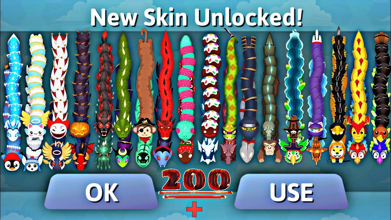 Snake io game all snake skins unlocked and play | How to all snake skins unlocked on godmodmenu mod.