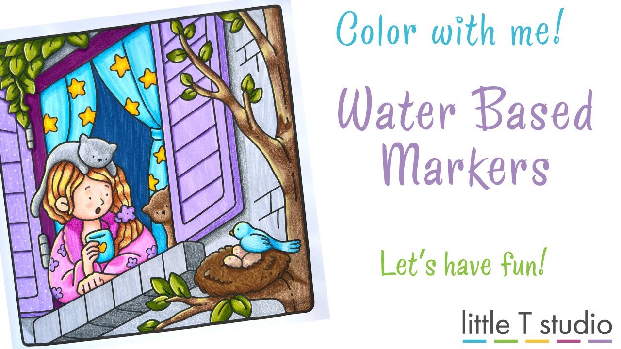 Color with Me - Beginner 101 Marker Coloring in Coco Wyo Girl Moments Book - ASMR
