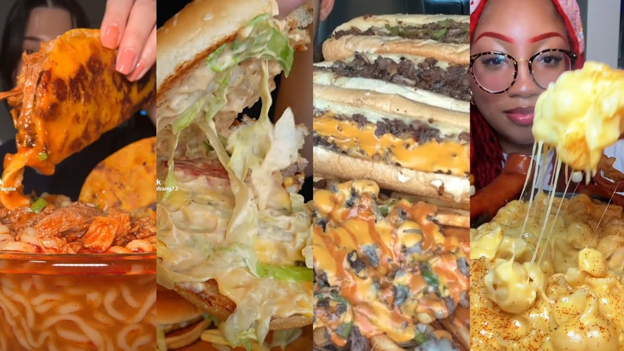 TIKTOK MUKBANG COMPILATION BURGER KING NASHVILLE HOT CHICKEN MAC N CHEESE SANDWICH FRIED CHICKEN