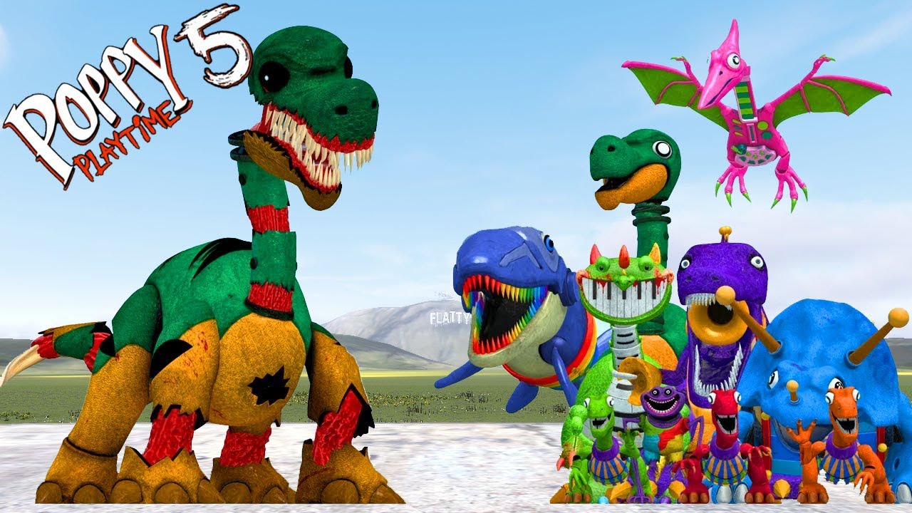 Cursed Brontoflute Vs All Dino Toy From Pianosaurus Family Poppy Playtime 5 In Garry's Mod!