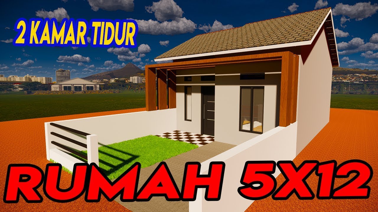 Desain rumah minimalis 5X12 meter 2 kamar tidur