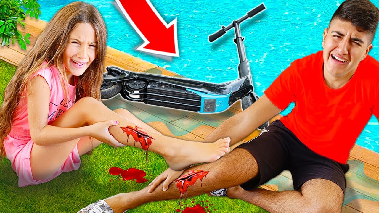 GIADA È CADUTA IN PISCINA CON IL MONOPATTINO E SI È FATTA MALE CON RIKY!