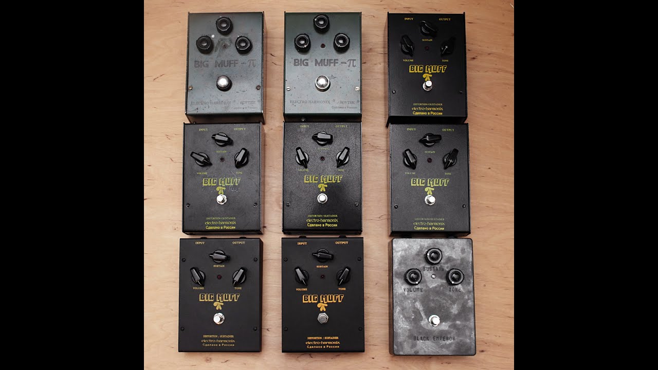 EHX Sovtek Big Muff black and green russian massive shootout (+ Black Emperor + Reissue)