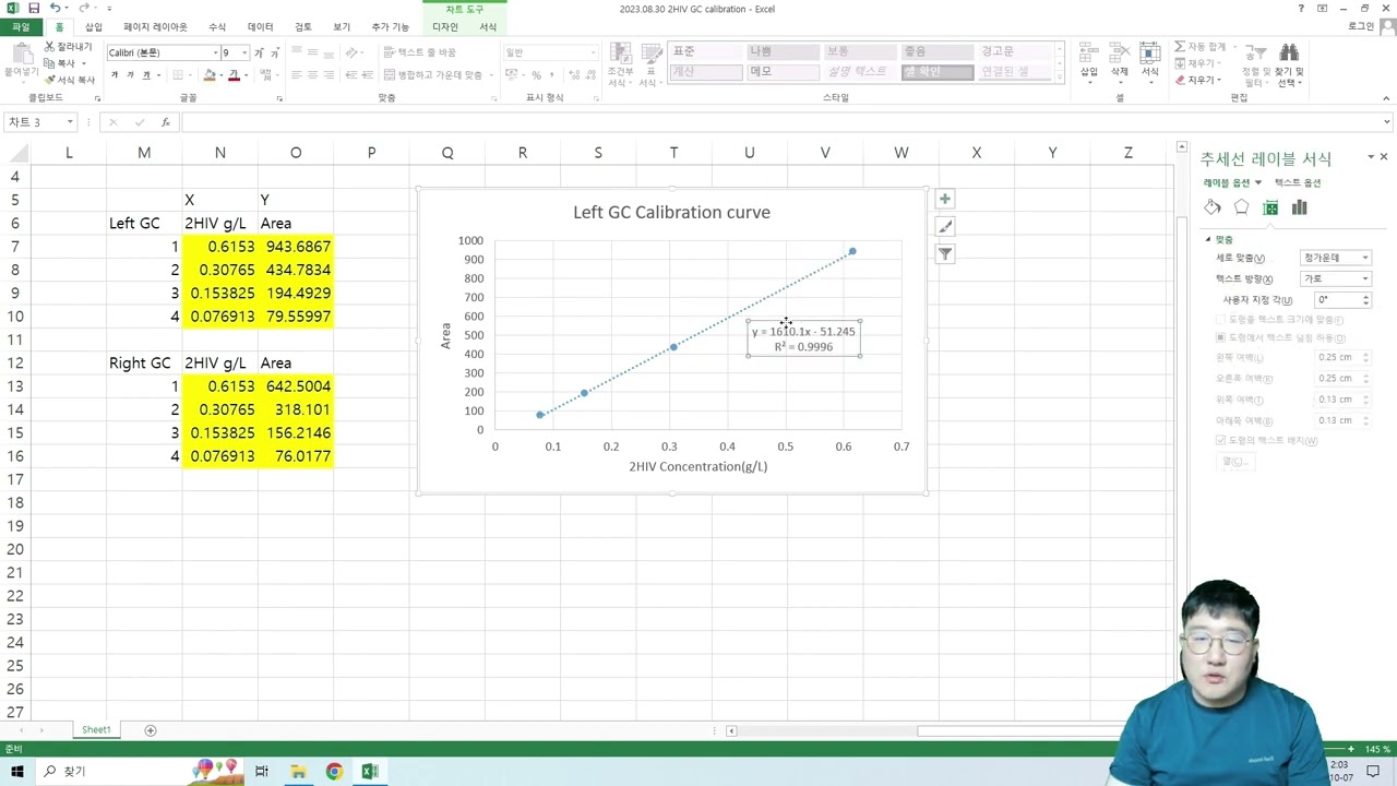 [실험실] 기체 크로마토그래피 Gas Chromatogarphy #6 Calibration curve 그리기
