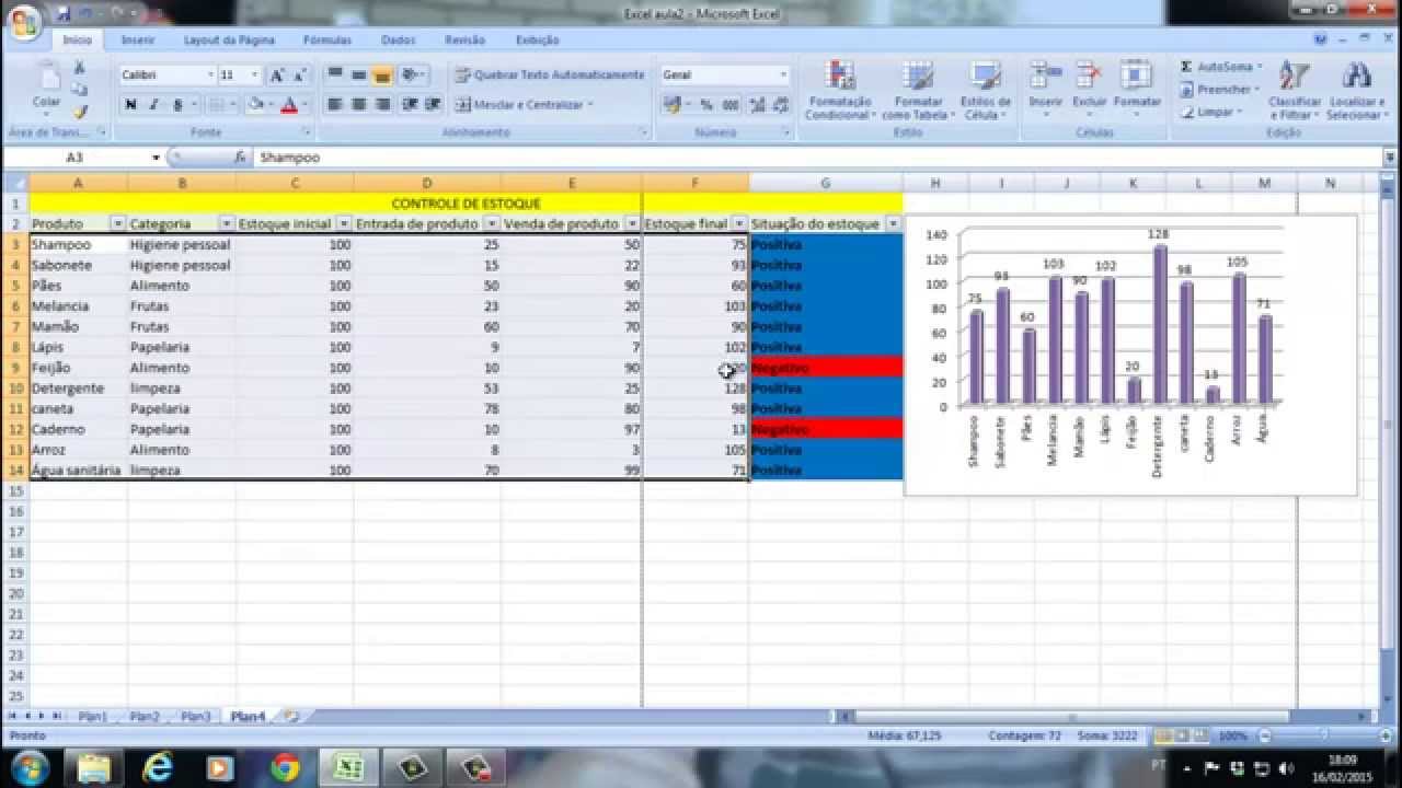 Aula 5 de Excel - Criando uma planilha de CONTROLE DE ESTOQUE