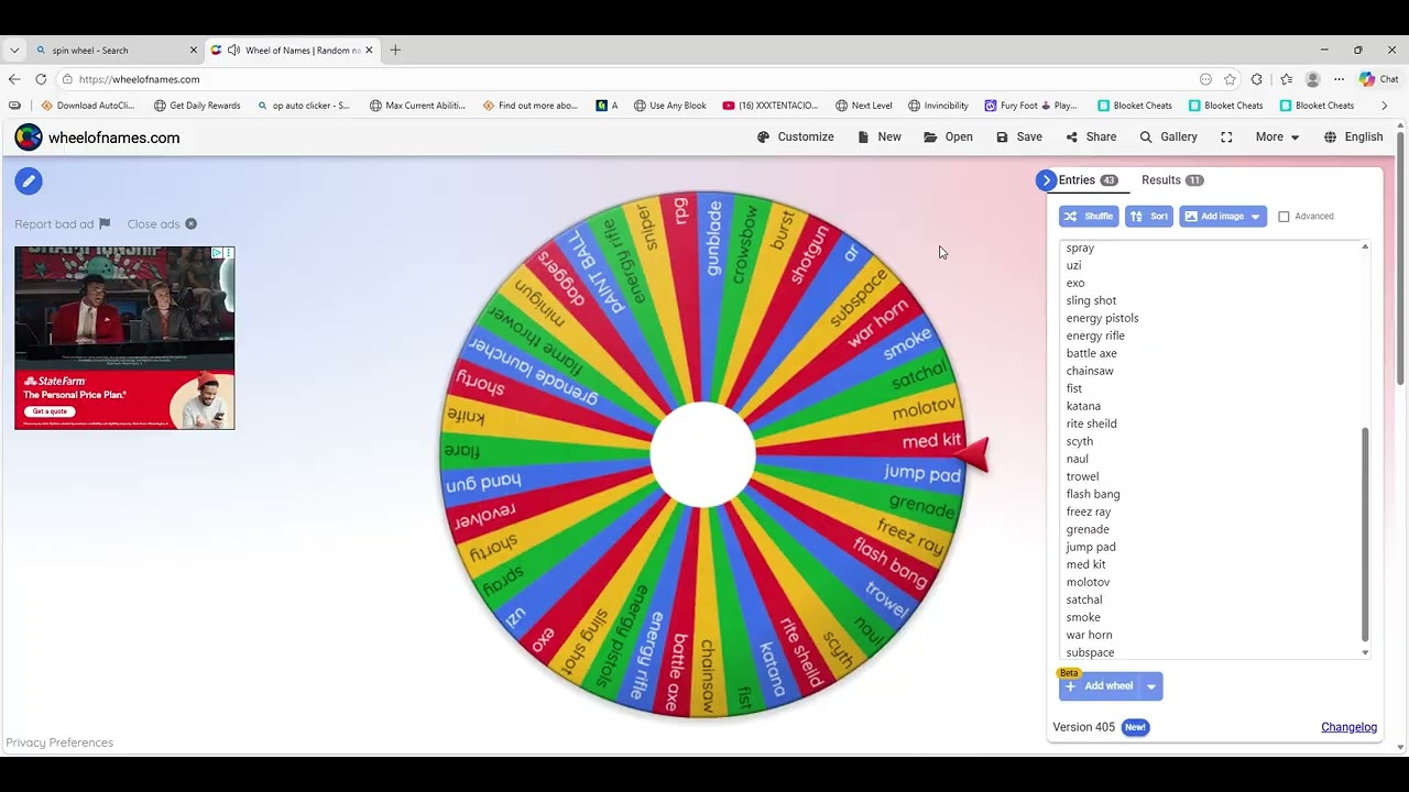 spin wheel choses our loudout